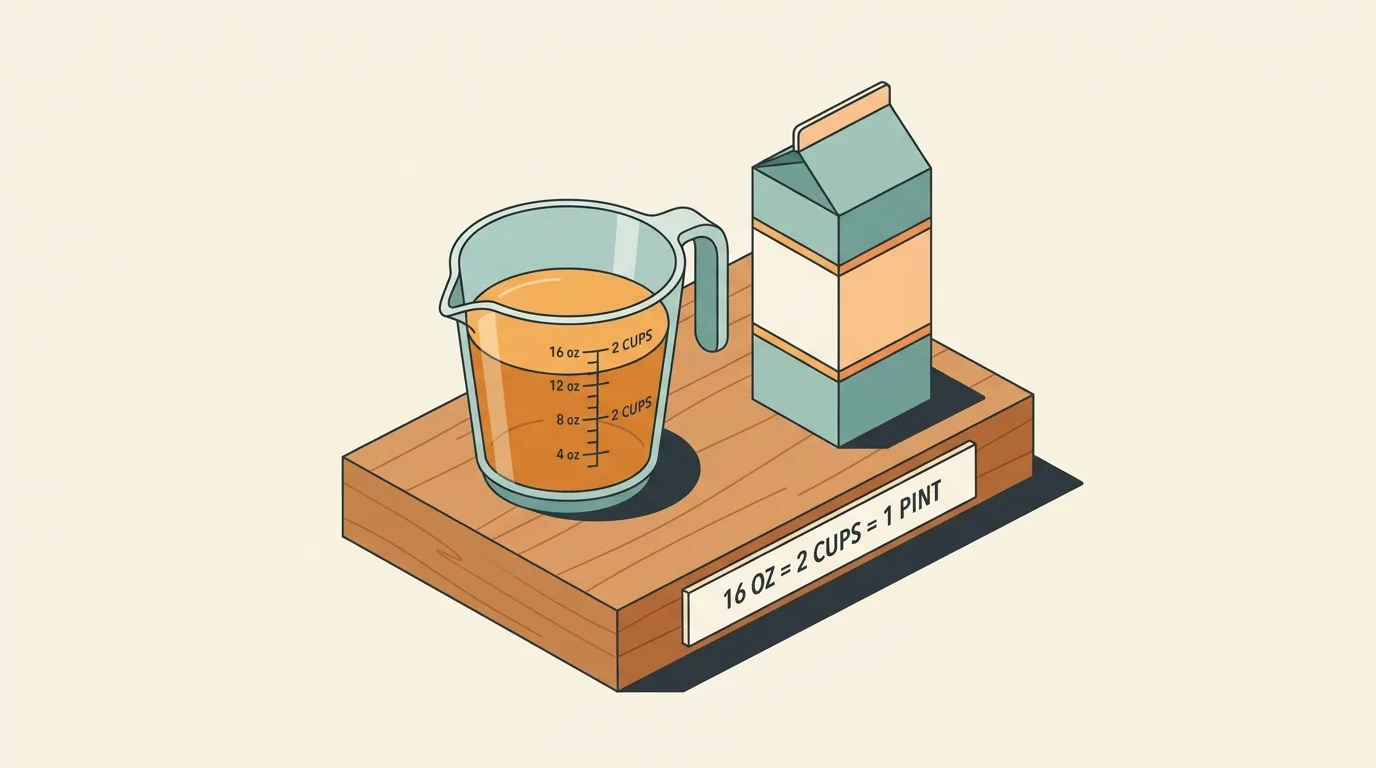 Illustration for 16 Oz to Cups: Exact US Fluid Ounces to Cups Conversion