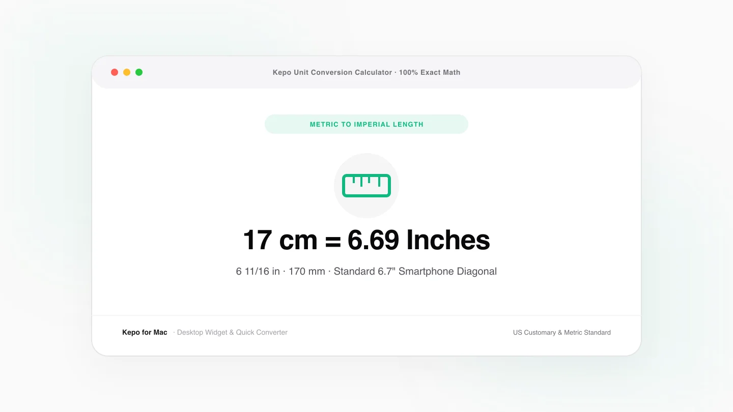 Illustration for 17 CM to Inches: Metric to Imperial Length Conversion