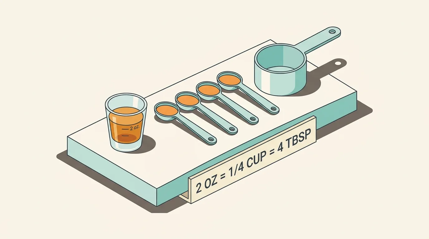 Illustration for 2 Oz to Cups: Exact Quarter Cup Measurement Conversion