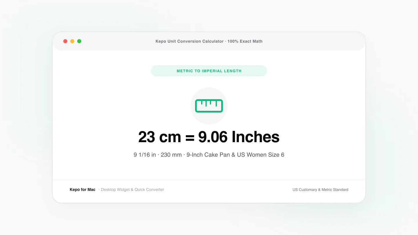 Illustration for 23 CM to Inches: Metric to Imperial Length Conversion
