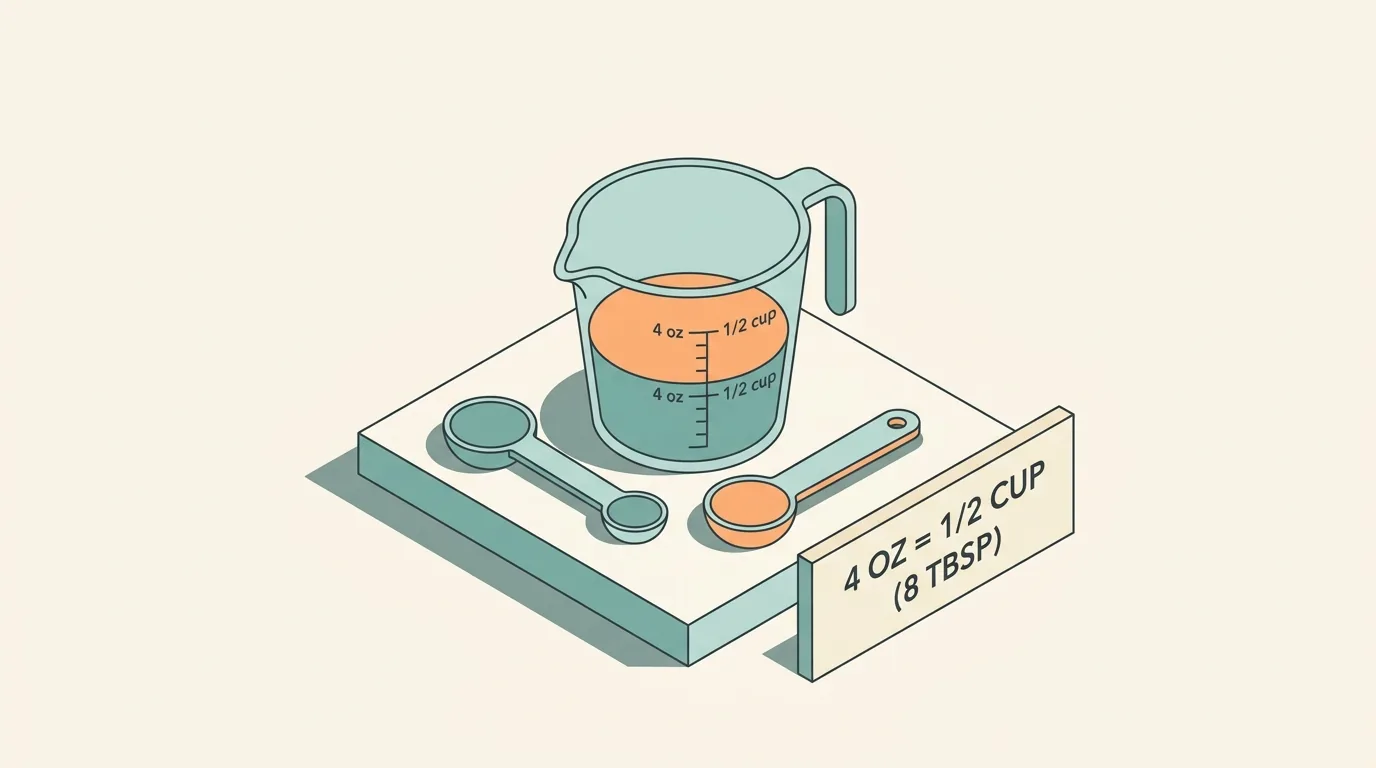 Illustration for 4 Oz to Cups: Exact Half Cup Measurement Conversion