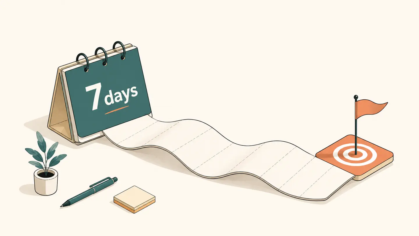 Concept illustration of a 7-day interval and its target