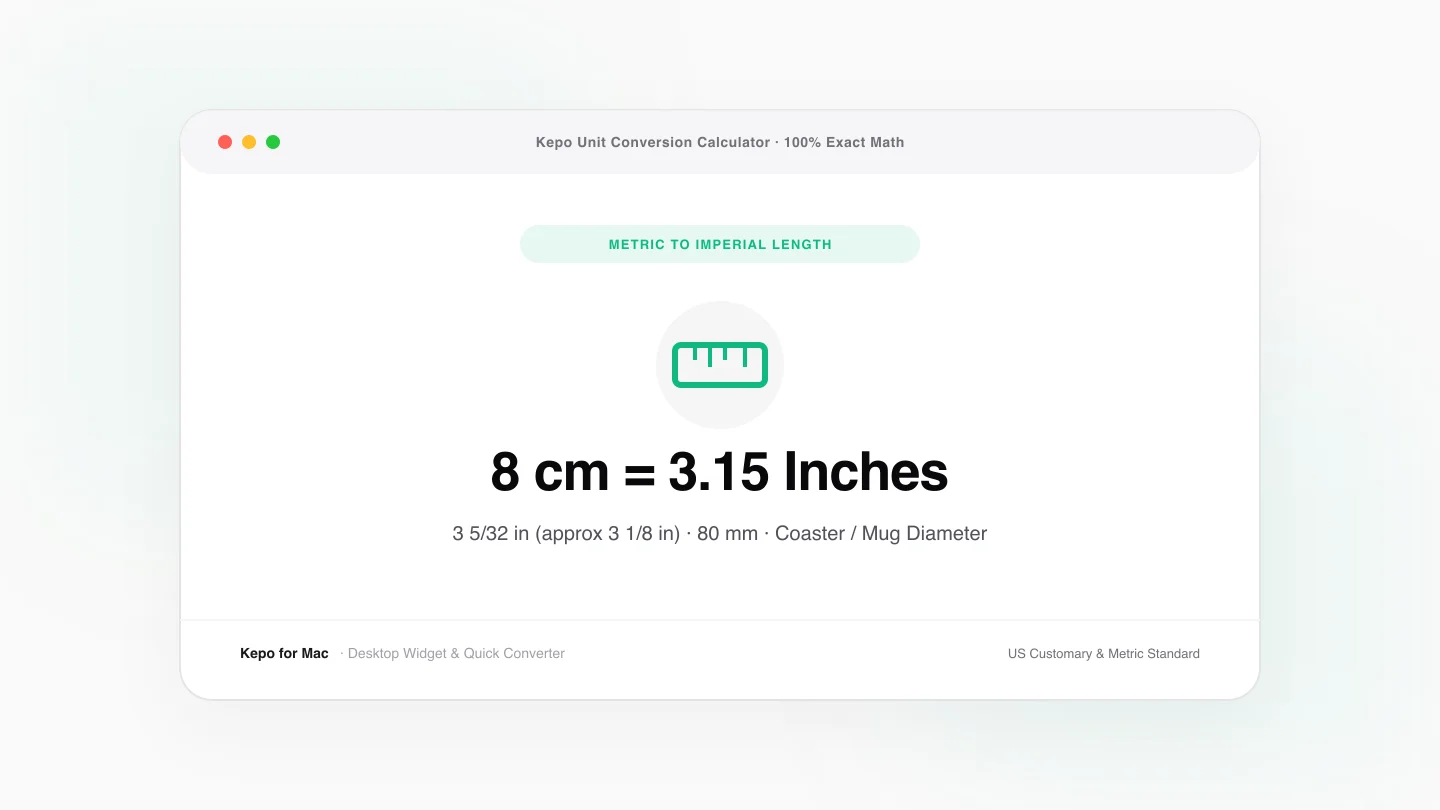 Illustration for 8 CM to Inches: Metric to Imperial Length Conversion