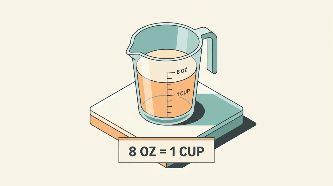 Illustration for 8 Oz to Cups: Exact US Fluid Ounces to Cups Conversion
