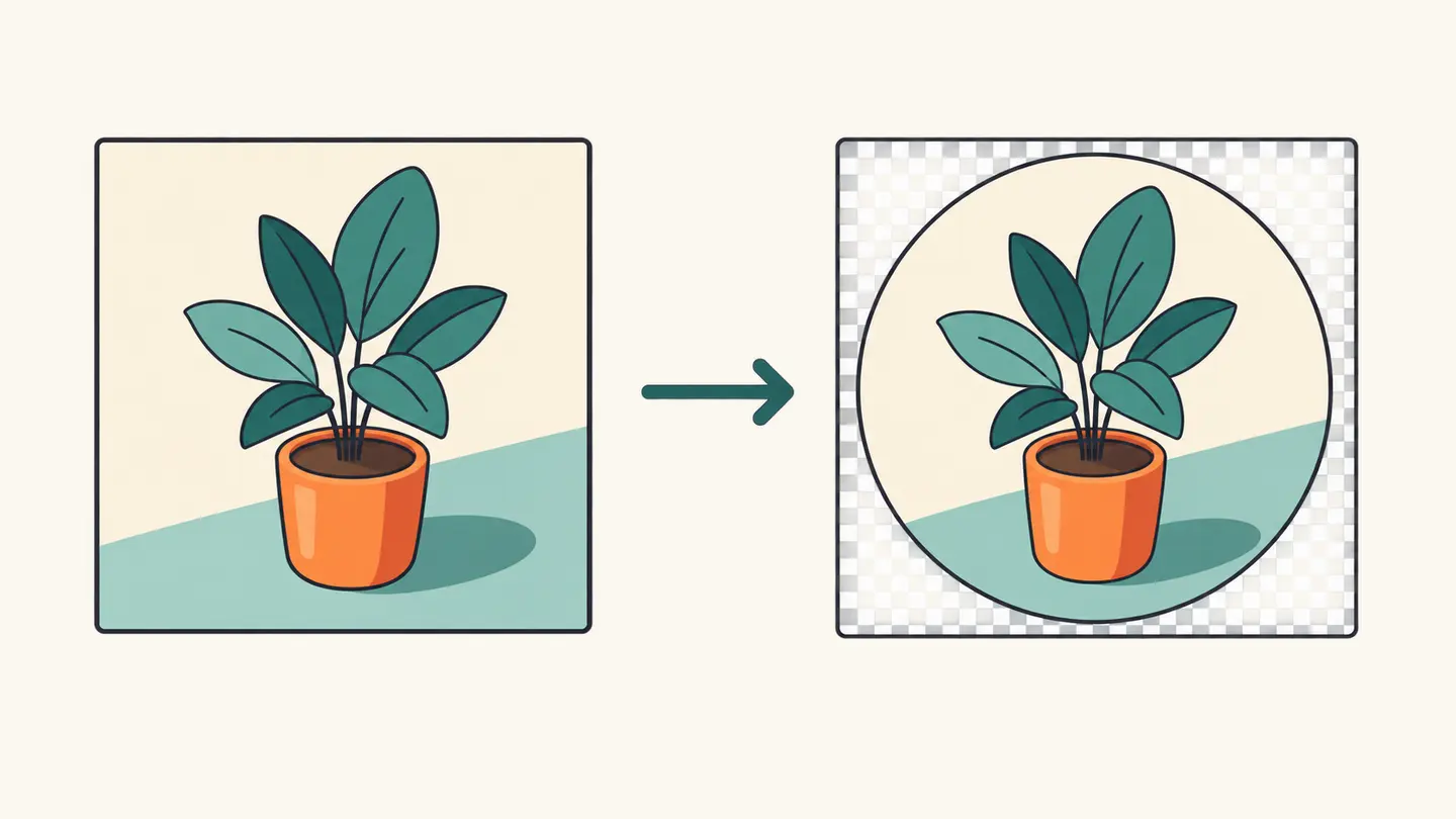 Concept illustration of circle crop an image