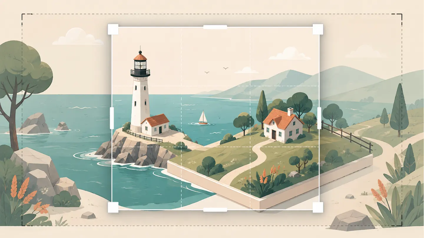 Concept illustration of crop image online