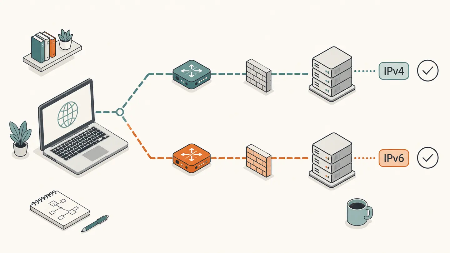 Concept illustration for ipv6 test: check both address families