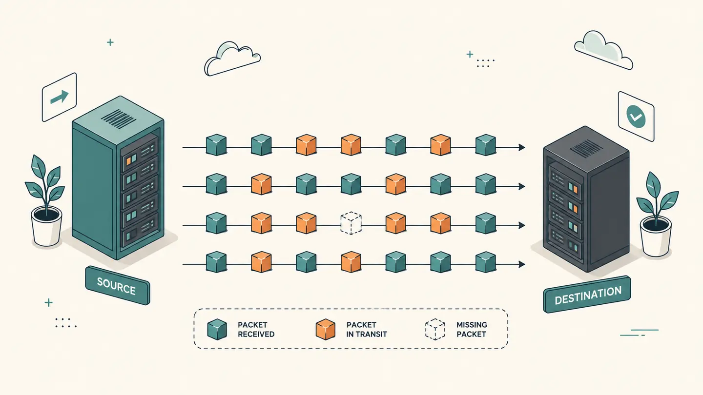Concept illustration for packet loss test: a remote icmp sample