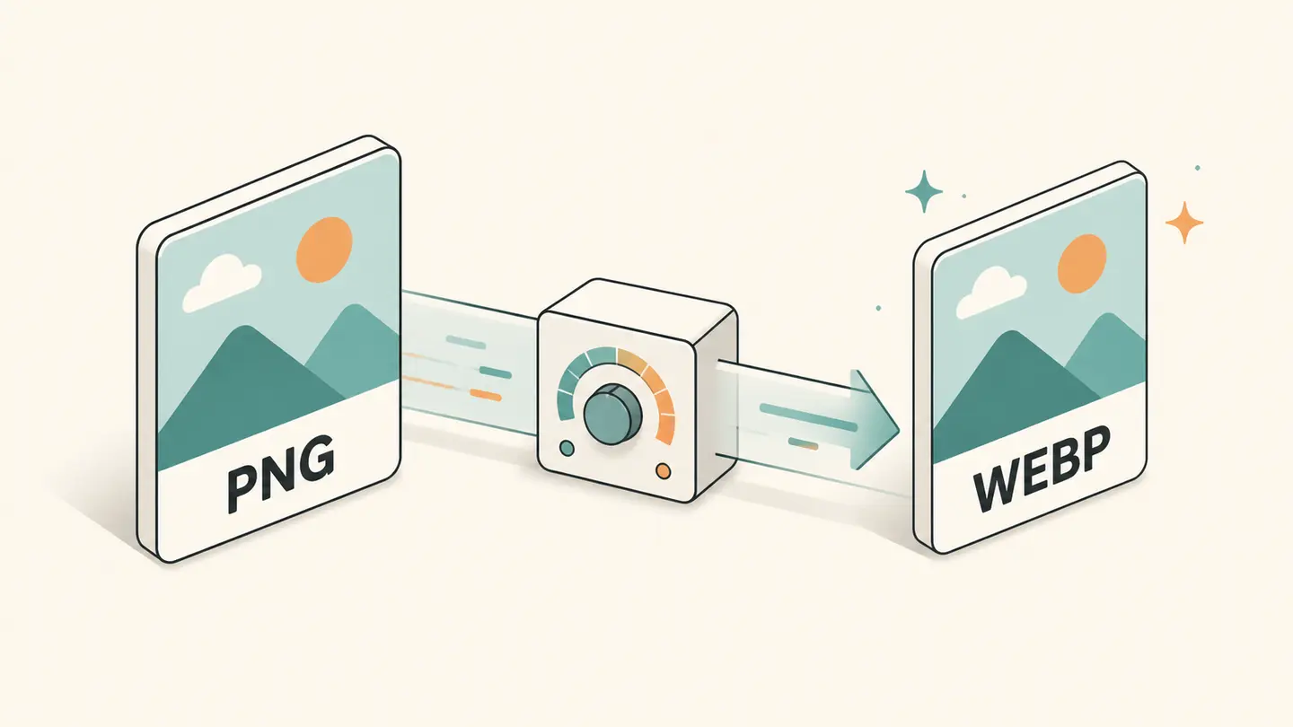 Concept illustration of png to webp
