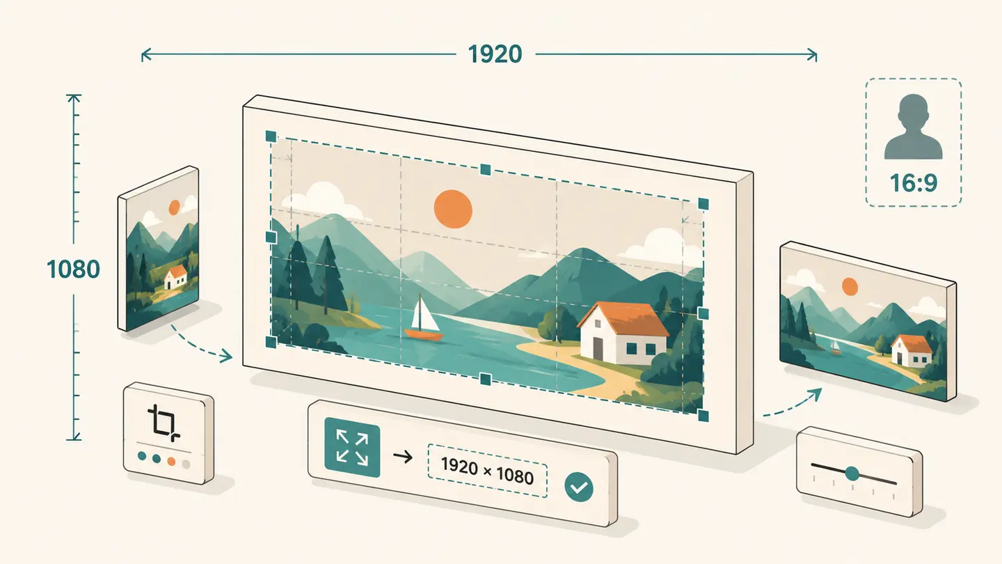 Concept illustration of resize image to 1920 × 1080