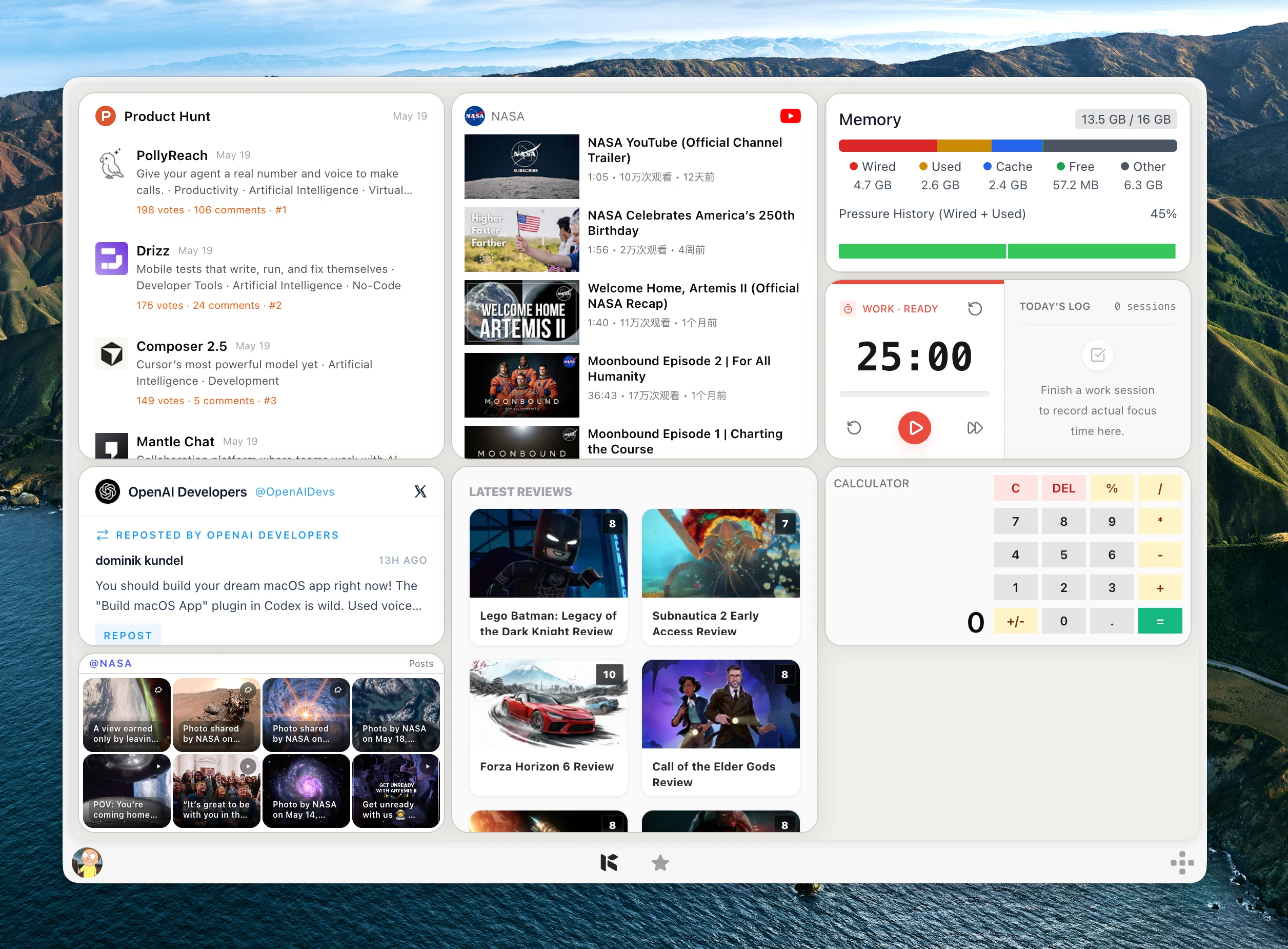 Mac productivity widgets for repeated checks in Kepo