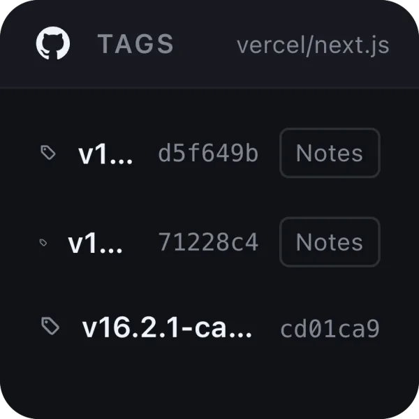 GitHub Tag Watch widget preview