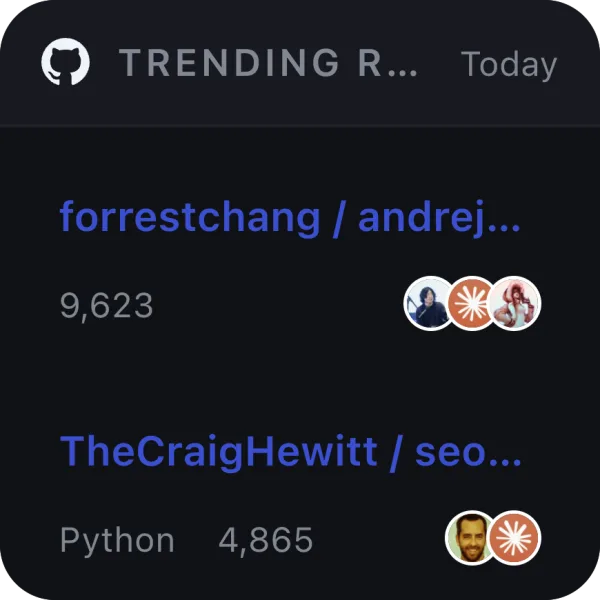 GitHub Trending widget preview