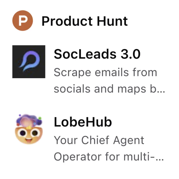 Product Hunt widget preview