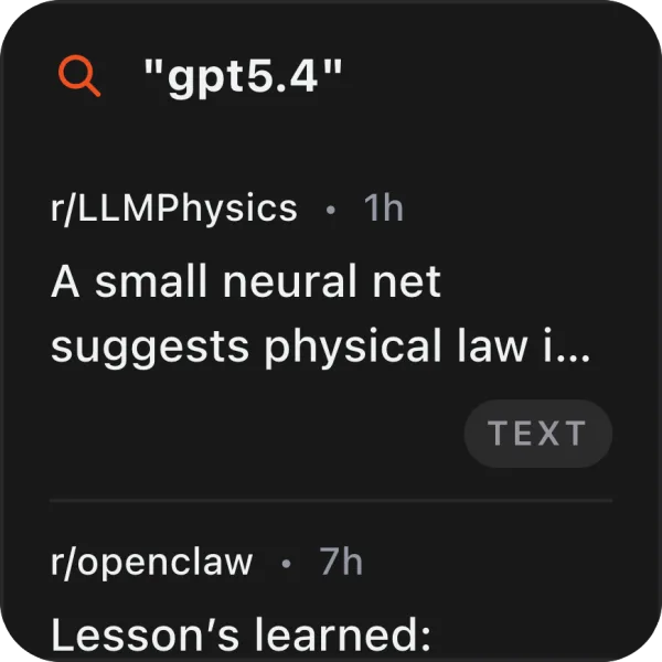Reddit Search Watch widget preview