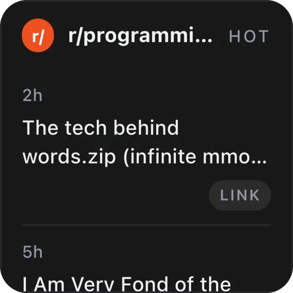Reddit widget preview